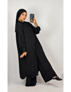 Ensemble Rayé Femme | Chemise Longue & Pantalon Fluide – Mode & Mastour