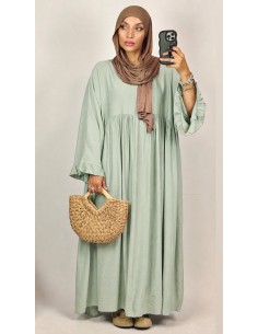 Robe Longue Kaki Femme | Manches Volantées – Mode & Mastour