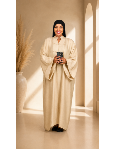 Robe Longue Beige Style Kimono Femme | Élégante & Mastour – Mode & Mastour