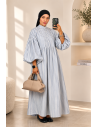Robe Longue en Popeline Rayée Femme | Robe Mastour Chic – Mode & Mastour