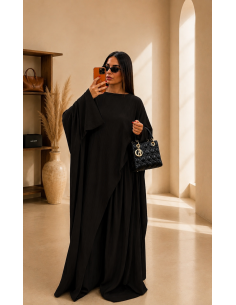 Ensemble Noir Fluide Femme | Cape & Pantalon Large – Mode & Mastour