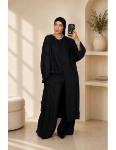 Ensemble Ample Bordeaux Femme | Tunique Longue & Pantalon Fluide – Mode & Mastour