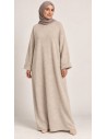 Robe pull longue oversize beige femme | ModeetMastour