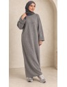 Robe pull longue oversize gris femme | ModeetMastour