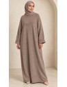 Robe pull longue oversize beige foncé femme | ModeetMastour