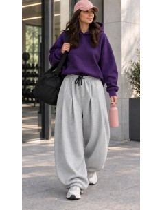 Pantalon jogging large femme gris | Modest Fashion