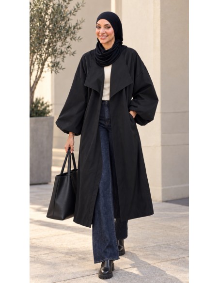 Trench long oversize femme ceinturé | Modest Fashion