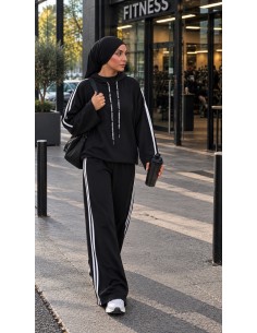 Ensemble Sportswear Noir Femme – Sweat & Pantalon Large | ModeetMastour