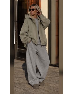 Veste Oversize Femme Kaki à Capuche – Effet Bomber | ModeetMastour