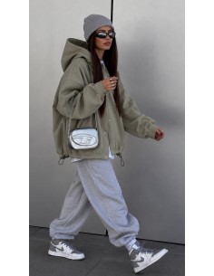 Veste Oversize Femme Kaki à Capuche – Effet Bomber | ModeetMastour 2