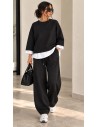 Ensemble Oversize Femme Noir & Blanc – Pantalon Large | ModeetMastour
