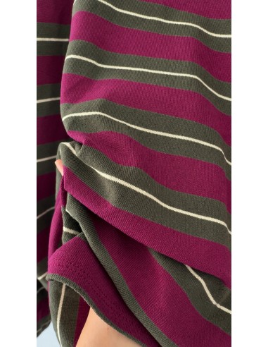 Pull Maille Fine Oversize Violet & Kaki | ModeetMastour