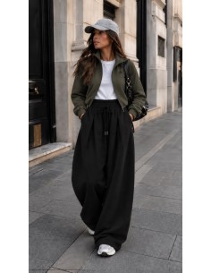 Pantalon Large à Pinces noir Femme | ModeetMastour