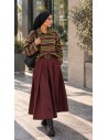 Jupe Longue Femme Bordeaux avec Ceinture | ModeetMastour