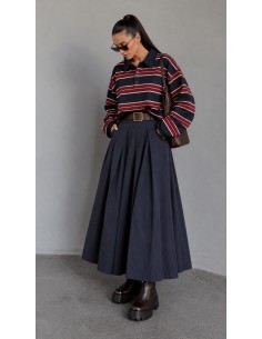 Jupe Longue Femme Marine avec Ceinture | ModeetMastour