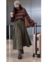 Jupe Longue Femme kaki avec Ceinture | ModeetMastour