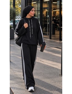 Ensemble Sportswear Noir Femme – Sweat & Pantalon Large | ModeetMastour