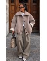Veste Oversize Femme Taupe Épaisse & Chaude | ModeetMastour