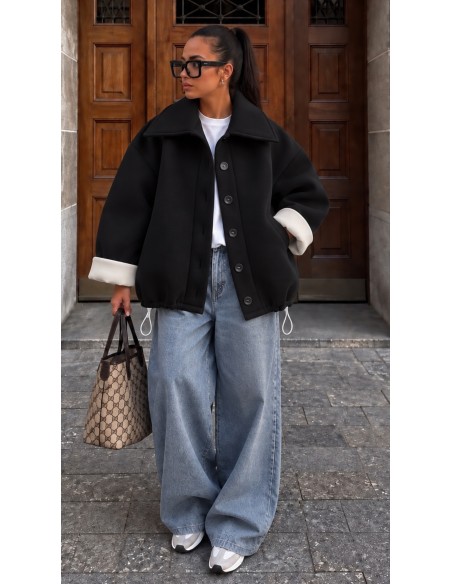 Veste Oversize Femme Noir Épaisse & Chaude | ModeetMastour