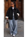 Veste Oversize Femme Noir Épaisse & Chaude | ModeetMastour