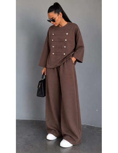 Ensemble Femme Marron Pantalon Large | ModeetMastour