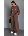 Ensemble Femme Marron Pantalon Large | ModeetMastour