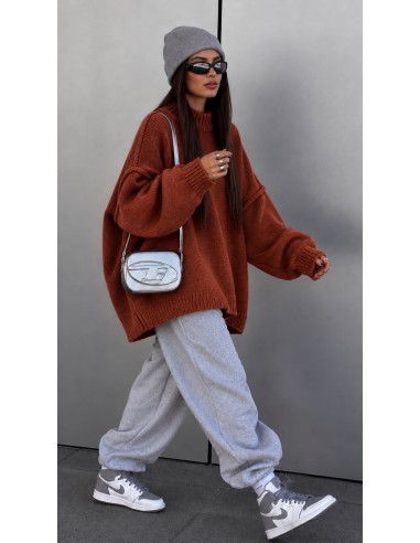 Pull Oversize Femme Grosse Maille Terracotta | ModeetMastour