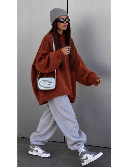 Pull Oversize Femme Grosse Maille Terracotta | ModeetMastour