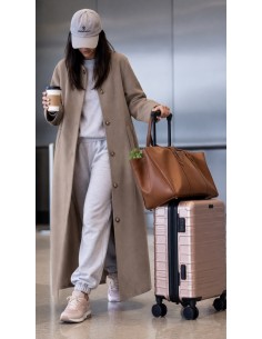 Manteau Long Oversize Femme avec Écharpe Taupe | ModeetMastour 2