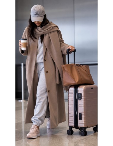 Manteau Long Oversize Femme avec Écharpe Taupe | ModeetMastour