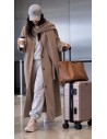 Manteau Long Oversize Femme avec Écharpe Taupe | ModeetMastour