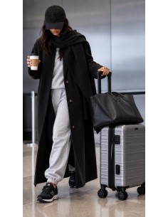 Manteau Long Oversize Femme avec Écharpe Noir | ModeetMastour