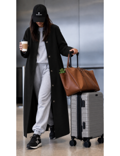 Manteau Long Oversize Femme avec Écharpe Noir | ModeetMastour 2