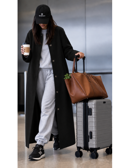 Manteau Long Oversize Femme avec Écharpe Noir | ModeetMastour