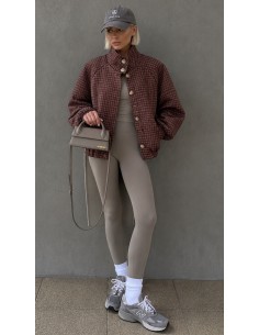 Veste Oversize Femme à Carreaux Bordeaux | ModeetMastour