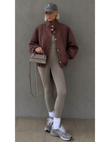 Veste Oversize Femme à Carreaux Bordeaux | ModeetMastour