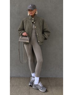 Veste Oversize Femme à Carreaux Kaki | ModeetMastour