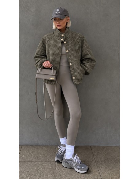 Veste Oversize Femme à Carreaux Kaki | ModeetMastour