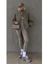 Veste Oversize Femme à Carreaux Kaki | ModeetMastour