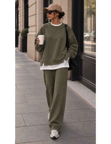 Ensemble Femme Kaki Sweat Oversize et Pantalon Large | ModeetMastour