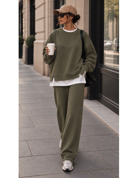 Ensemble Femme Kaki Sweat Oversize et Pantalon Large | ModeetMastour