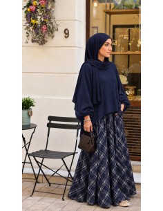 Ensemble Jupe Longue à Carreaux et Pull Oversize | ModeetMastour