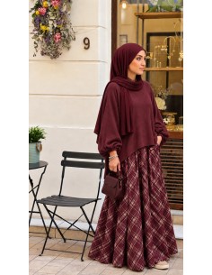 Ensemble Jupe Longue à Carreaux et Pull Oversize | ModeetMastour